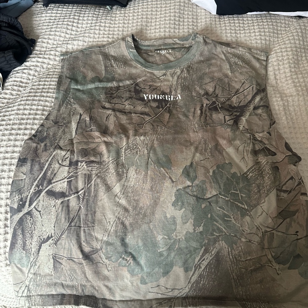 YoungLA Men’s Camo Tank Top - Green Brown